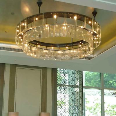 China Modern Crystal Ceiling Light Large Flush Mount Hotel Crystal Chandelier for sale