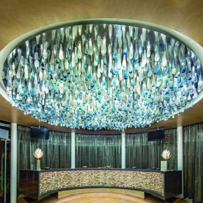 China Modern Round Color Raindrop Hotel Crystal Ceiling Chandelier for sale