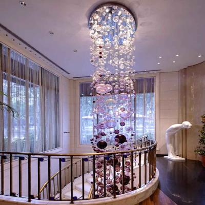 China Modern Custom Hotel Modern Staircase Long Crystal Ball For Glass Chandelier for sale