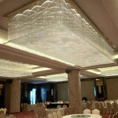 China Custom Modern Large Hotel Modern Flush Mount Rectangular Embroidered Crystal Chandelier for sale