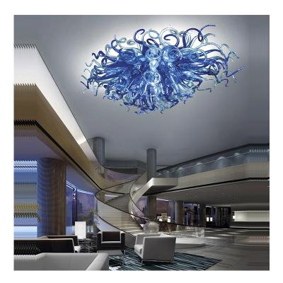 China Large mall custom modern blue murano lobby glass chandeliers for sale