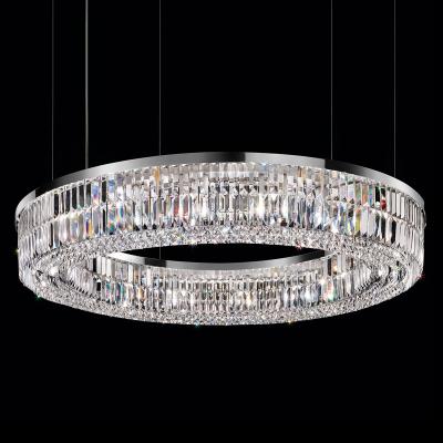 China Modern Dimmable Modern Ring Chandeliers Circle Home Pendant Lights Leaded Crystal Chandelier for sale