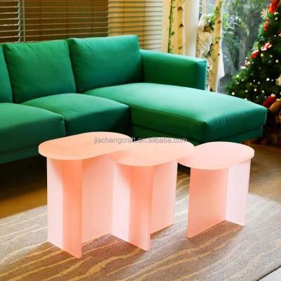 China Jiacheng (Others)Adjustable Acrylic Lucite Coffee Table Gradient Acrylic Glass Furniture For Living Room for sale