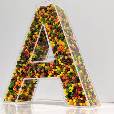 China Wedding Jiacheng Big Letter Shaped Clear Tall Acrylic Box Container Storage Bin Acrylic Candy Box Design For Candy Store for sale