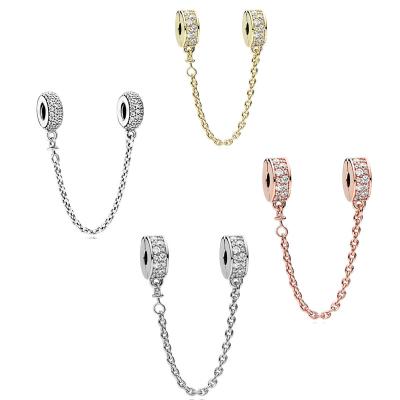 China CLASSIC 925 Sterling Silver Safety Chain Rose Gold Charm Bead Clip Suitable For Women Snake Bone Chain DIY Jewelry for sale