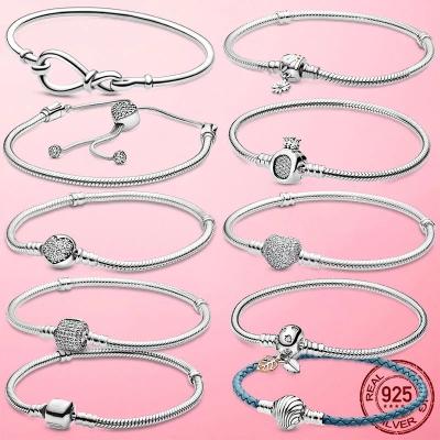 China CLASSIC 925 Sterling Silver Knot Watch Chain Bracelet Daisy Heart Snake Puncture Snake Buckle Infinity Bracelet Women's Watch Chain Bracelet for sale