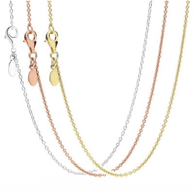 China FASHIONABLE 925 Rose Gold Classic Original Silver Anchor Chain Lobster Chain Necklace Suitable for Female Charm Bracelet DIY Jewelry for sale