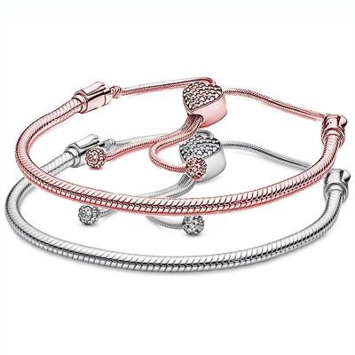 China CLASSIC Moments, Pave Star Shaped Snake Slider Bracelet Mass Studded 925 Sterling Silver Rope Fit For Original Pandora Bracelets for sale