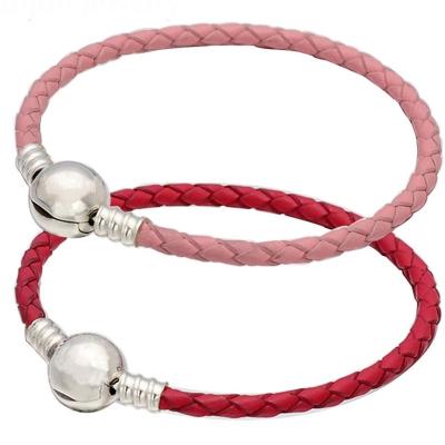 China Classic Lady's Perfect Bracelet 925 Sterling Silver CLASSIC Leather Clasp Snake String Charm Bracelet Suitable for Bead Charm Pendant for sale