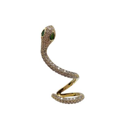 China Trendy Trendy Korean Snake Earrings Snake Curb Zircon Gold Plated Earrings for sale