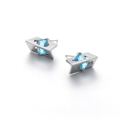 China Fashion Jewelry Zircon Stud Earrings Wholesale Custom Stereo TRENDABLE Rhinestone Stud Earrings Ladies for sale