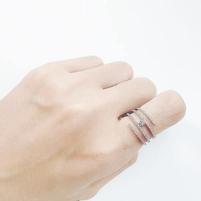 China TRENDY Fashion Soft Open Adjustable Women's Unique Ring Micro Setting Zircon Double Layer Design Ring for sale