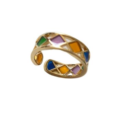 China TRENDY Personalized Enamel Color Ladies Rings Silver Gold Plated Women's Wedding Ring for sale