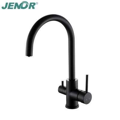 China Hot and Cold Other Handle 2021 New Design Double Sink Kitchen Sink Faucet Black Gooseneck Faucet Kitchen Sink Faucet for sale