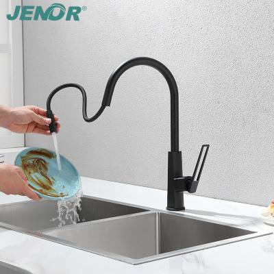 China Pull Out Spray US Hot Sales 2 Function Pull Down Sprayer Faucet Hot Cold Water Taps Black Kitchen Faucet for sale