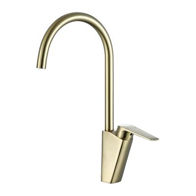 China Thermostatic Faucets Luxury Deck Mounted Kitchen Gold Faucet Mixer Tap Single Handle Hot And Cold Brushed Faucet for sale