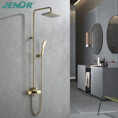 China With High Quality Wholesale Sliding Bar Bathroom Shower Set Bath Gold Bath And Brass Shower Faucets Mixer System for sale