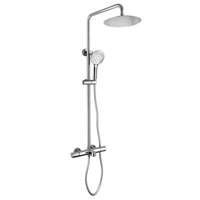 China With Sliding Bar Bathroom Shower Set Square Outdoor Sprayer Chrome Rainfall Mixer Overhead Brass Shower Faucet Set for sale