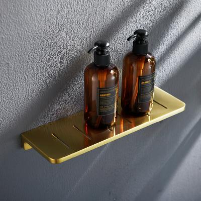 China Gold Bathroom Shelves New Product Luxury Hotel Shower Shelves Organizer Rack Gold Bathroom Stainless Steel Wall Mounted Shelves for sale