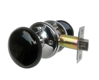 China Black Ceramic Round Vintage Bedroom Privacy Knob Door Lock Design Door Handle Lock for sale