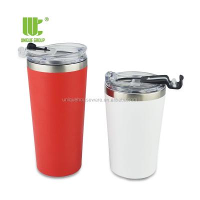 China 2021 New Product Sustainable 12oz / 16oz Powder Coating Double Wall Stainless Steel Tumbler With Tritain Lid for sale