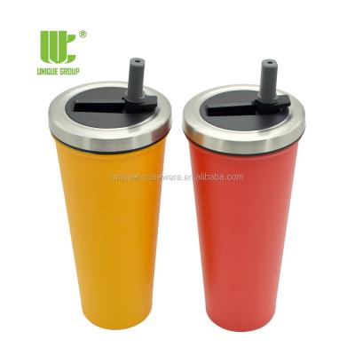 China Stylish Stainless Steel Coffee Tumbler Mug Shaker Silicone Straw Customized Viable SINGLE GROUP Camping for sale