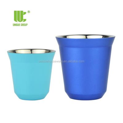 China 80ml 160ml Viable Reusable Espresso Cup Set Insulated Stainless Steel Cappuccino Latte Nespresso Cup for sale