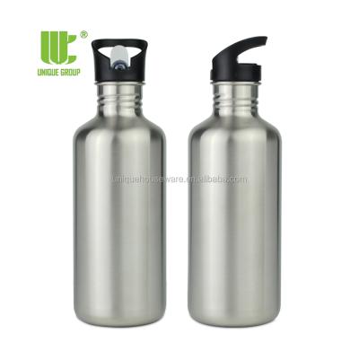 China Group Classis Single Sustainable Single Stainless Steel Sports Walled Water Bottle With Straw Lid for sale