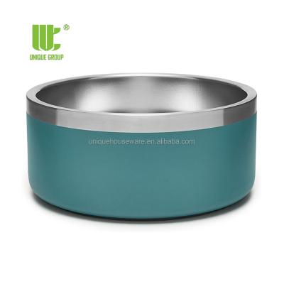 China 32oz 64oz Stocked Stainless Steel Cat Dog Bowl Pet Food Double Wall Insulated Touch Feed Water Bowl Light Blue for sale