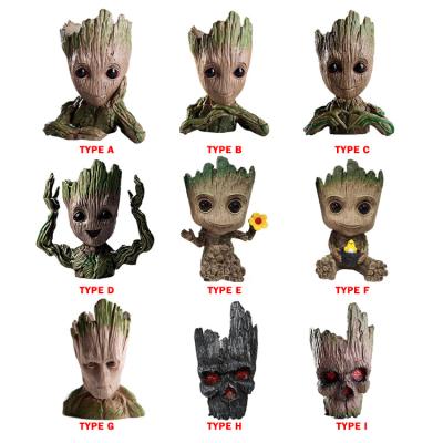 China Pen Pencil Holder Flower Pot Groot Succulents Planter Hero Model Tree Man Baby Groot Toy Pot Cute Green Plants Flower Cartoon for sale