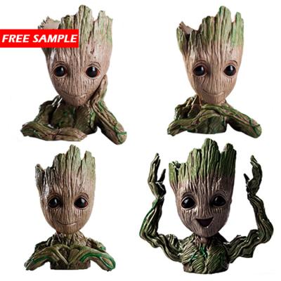 China TOY Popular Polyresin Flower Pot Baby Groot Cute Model Pen Pot Treeman Model Hands Figure on Chin Cute Green Plants Flowerpot for sale