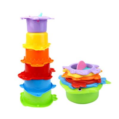 China Entertainment Toys New Baby Toys Games Kids Under Bath Sea Animals Stacking Bath Toy Animal Activity Bathtub Toys Cup Set Stacking Cups for sale