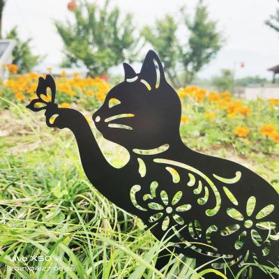 China Cat Butterfly Lacquer Hollow Garden Ornamental Crafts Metal Crafts Lovely Garden Guardian Drop Shipping Landscaping Decking Supplies Garden Ornaments for sale