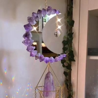 China China Drop Shipping Nice Window Rainbow Gift Christmas Moon Prism Hanging Crystal Crafts for sale