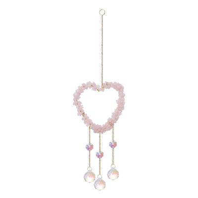 China China Drop-shipping Colorful Handmade Gravel Heart Crystal Sun Pendant Catcher For Home Decor Luxury for sale