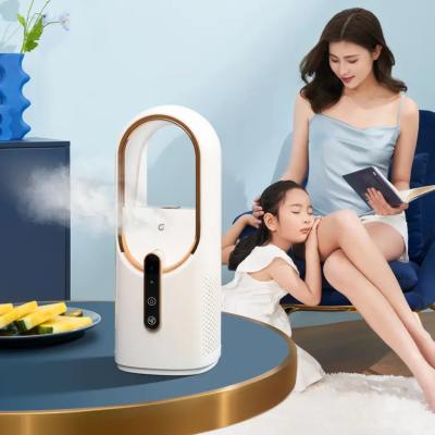 Cina Vendita all'ingrosso Ventilatore di nebbia elettrico senza foglie 2200mAh Batteria grande Ben progettato Umidificatore di nebbia fredda Ventilatore di nebbia di sicurezza portatile Umidificatore in vendita