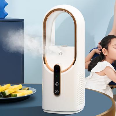 China Leafless Fan Mini Air Conditioner Portable USB Rechargeable Water-cooled Air Conditioner Household Spray Humidifying Air Cooler for sale