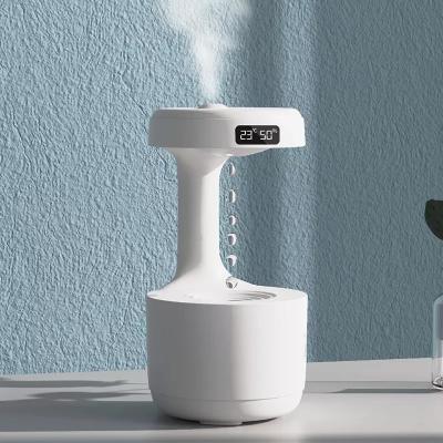 China Homefish OEM Water Drop Portable 800ml Anti-Gravity Humidifier Digital Clock Ultrasonic Anti Gravity Humidifier for sale