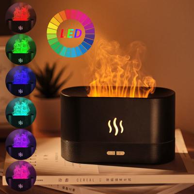 China RGB licht Kleurverandering USB Ultrasone Vlambevochtiger Led RGB Kleurrijke Essentiële Olie Vuur Vlam Aroma Diffuser Te koop