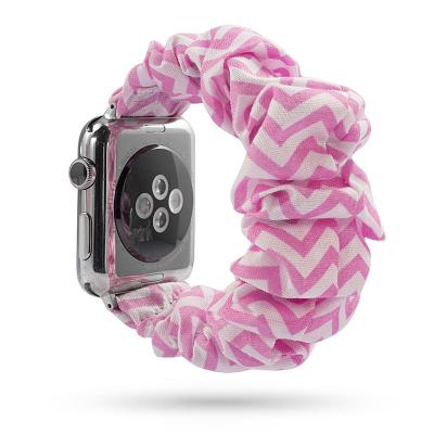 China Rubber 38/40mm 42/44mm Colorful Seersucker Cloth Scrunchie Elastic Watch Band for sale