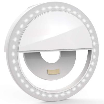 China Portable Rechargeable Selfie Ring Light Wholesale Mini Portable Rechargeable USB Camera Clip Photography Video Mobile Phone LED Ring Selfie Light for sale