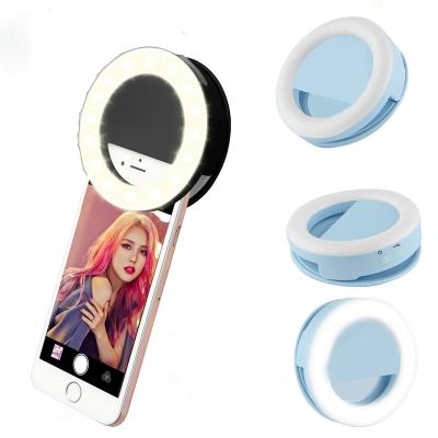 China Portable Rechargeable Selfie Ring Light Hot Selling USB Rechargeable Beauty Makeup For All Mobile Phone Clip On Flash Selfie LED Ring Light for sale