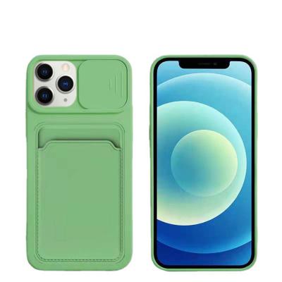 China Wholesale Shockproof Mobile Phone Case Card Package Type Liquid Silicone Shell Lens Push Window Cover Device Soft Design Phone Cards Case for sale