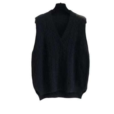 China The new autumn and winter breathable V-neck knitted loose and soft sleeveless sweater vest vest sweater for sale