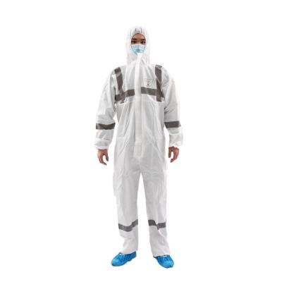 China Personal Care Coverall Type 5/6 Disposable White PP Coverall Coveralls With Reflective Stripes for sale