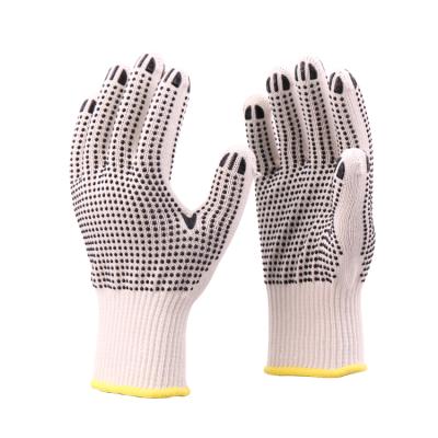 China Work Protection Wholesale Bleach White Polycotton PVC Dotted Working Gloves for sale