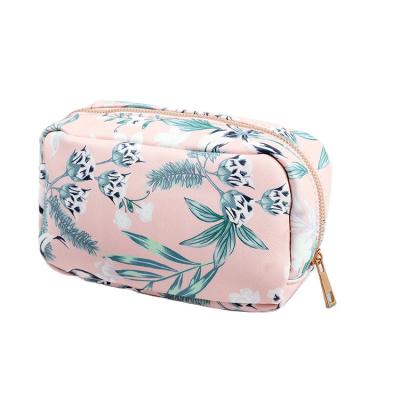 China Pink Green Fashion Makeup Bag Women Floral Travel Organizer Necessaire Waterproof Portable Cosmetic Bags for sale