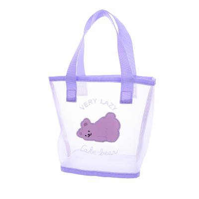 China 2021 New Style Cute Bear School Bag Quick Dry School Bag Reusable Mesh Handbag Woman Hand Bag for sale