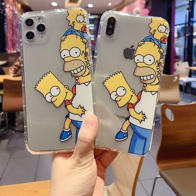 China 2021 Anti-drop Simpson Silicone TPU Phone Case For For iphone X Xr Xs Max For iphone 12 Pro Max Transparent Mobile Phone Cases Covers for sale