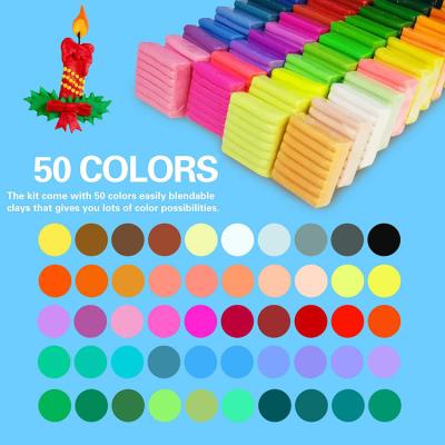 China Modern Amazon Hot Sale 50 Colors Polymer Clay Starter Kit With 5 Sculpting Tools Made For Clay Earrings Jewelry Making for sale